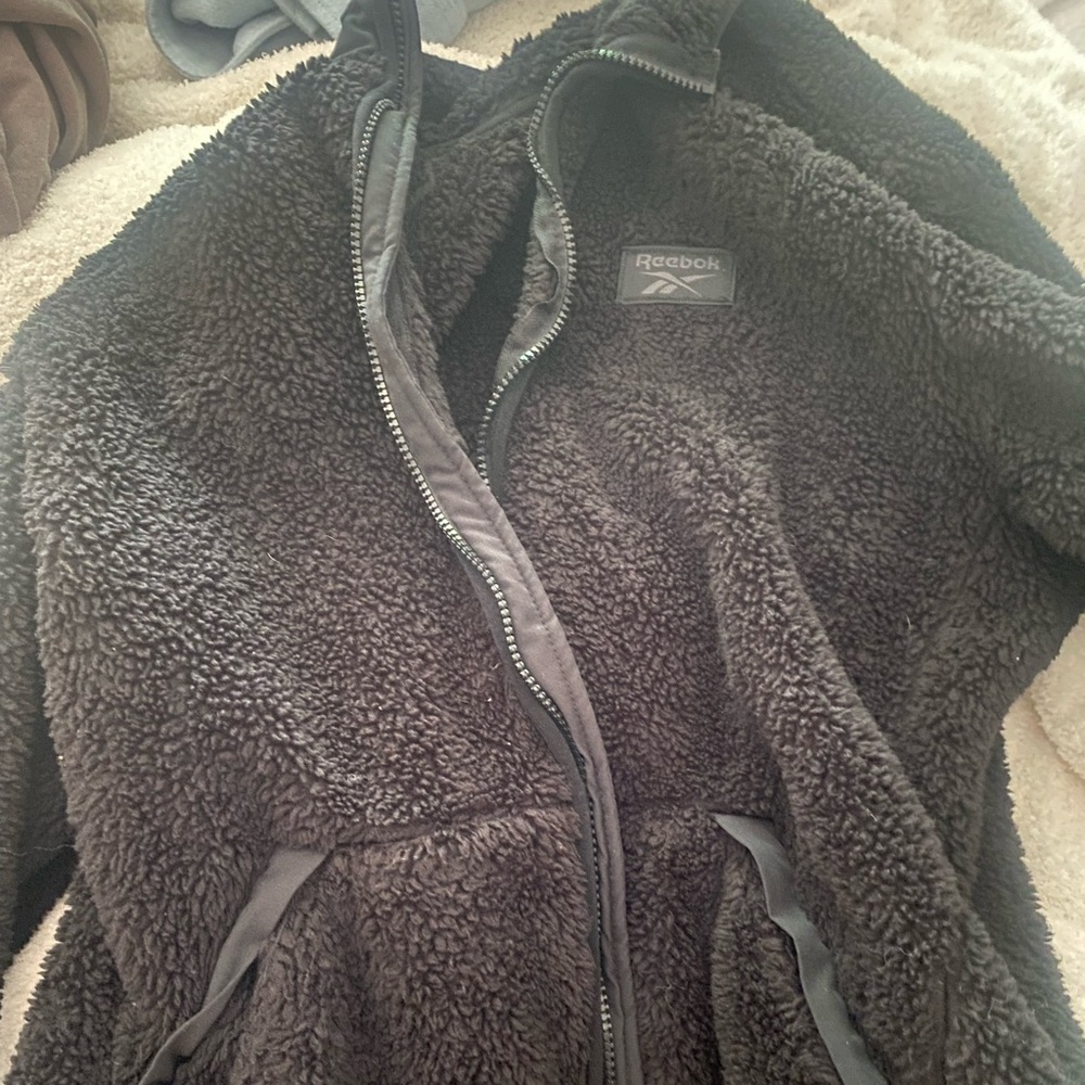 Black Fuzzy Reebok Jacket - Picture 2 of 3